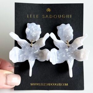 Lele Sadoughi Mother of Pearl Small Paper Lily Earrings NWT MSRP $125